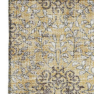 HomeRoots 8' X 10' Gold & Taupe Damask Area Rug – Washable, UV-Protected, Stylish & Durable for Homes with Pets! 705975