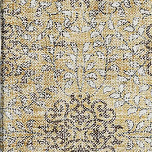 HomeRoots 10' X 14' Elegant Gold & Taupe Damask Washable Area Rug – UV Protected, Stain-Resistant Design 705977