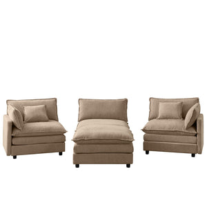 English Elm 105" L-shaped Chenille Sectional with Ottoman Pocket Spring Living Room Sofa Coffee W1097S00227