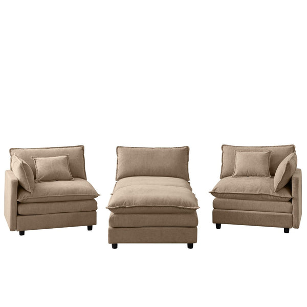 English Elm 105" L-shaped Chenille Sectional with Ottoman Pocket Spring Living Room Sofa Coffee W1097S00227