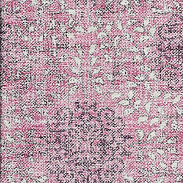 HomeRoots 8' X 10' Washable Pink & Gray Damask Area Rug – UV Protected, Stain Resistant, Non-Slip Backing 705981