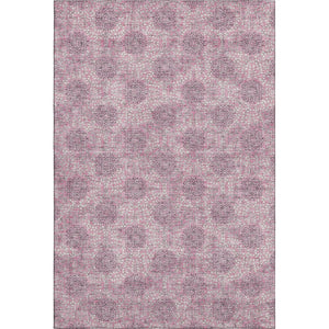 HomeRoots 9' X 12' Elegant Pink and Gray Damask Area Rug – Washable, UV Protected, Stain Resistant Comfort 705982
