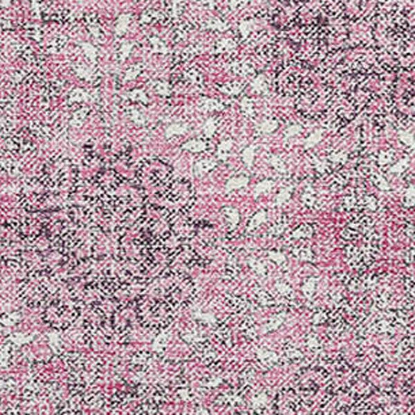 HomeRoots 9' X 12' Elegant Pink and Gray Damask Area Rug – Washable, UV Protected, Stain Resistant Comfort 705982