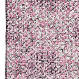 HomeRoots 10' X 14' Pink And Gray Damask Area Rug - Washable, UV Protected, Stylish, and Perfect for Homes! 705983