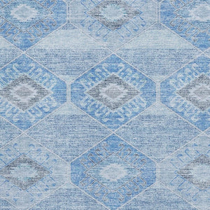 HomeRoots 9' X 12' Stylish Blue and Gray Geometric Area Rug - Washable, UV-Protected for High-Traffic Spaces 705988