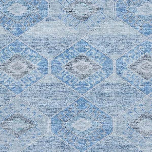 HomeRoots 9' X 12' Stylish Blue and Gray Geometric Area Rug - Washable, UV-Protected for High-Traffic Spaces 705988