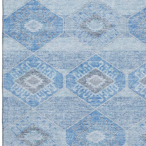 HomeRoots 10' Blue and Gray Geometric Washable Area Rug – Stylish, Durable, Stain Resistant with UV Protection! 705989