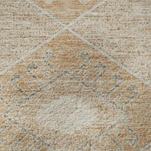HomeRoots 8' Stylish Copper and Gray Geometric Round Washable Rug with UV Protection for High-Traffic Areas 705992