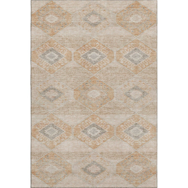HomeRoots 8' X 10' Copper and Gray Geometric Area Rug – Durable, Washable, UV-Protected for Modern Homes 705993