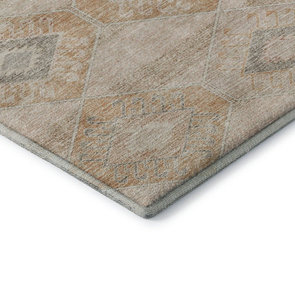 HomeRoots 8' X 10' Copper and Gray Geometric Area Rug – Durable, Washable, UV-Protected for Modern Homes 705993
