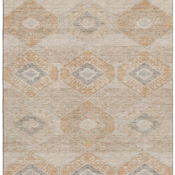 HomeRoots 8' X 10' Copper and Gray Geometric Area Rug – Durable, Washable, UV-Protected for Modern Homes 705993