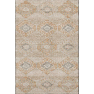 HomeRoots 8' X 10' Copper and Gray Geometric Area Rug – Durable, Washable, UV-Protected for Modern Homes 705993