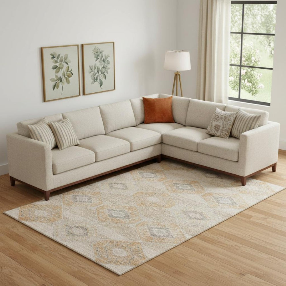 HomeRoots 9' X 12' Stylish Copper & Gray Geometric Area Rug - Washable, UV Protected & Stain Resistant Design 705994