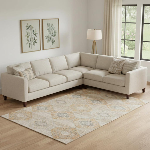 HomeRoots 10' X 14' Copper and Gray Geometric Area Rug – Washable, UV-Protected, Perfect for Busy Homes! 705995