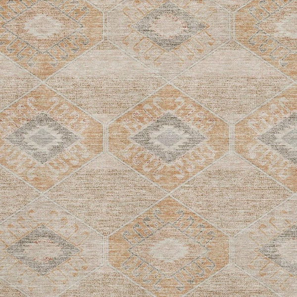HomeRoots 10' X 14' Copper and Gray Geometric Area Rug – Washable, UV-Protected, Perfect for Busy Homes! 705995