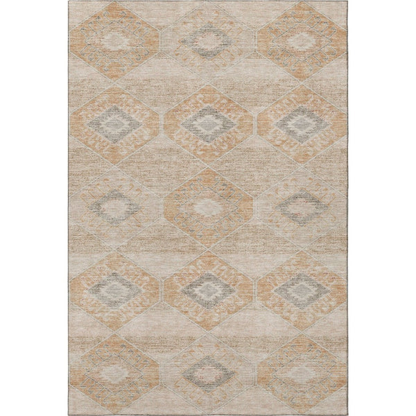 HomeRoots 10' X 14' Copper and Gray Geometric Area Rug – Washable, UV-Protected, Perfect for Busy Homes! 705995