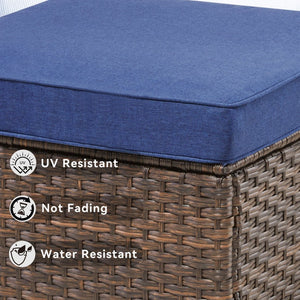 English Elm Outdoor Handwoven Pe Wicker Ottoman Set Patio Footrests with Weather Resistant Frame T3773P418190