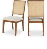 Butterfly Cream Linen Textured Fabric Dining Chair - Set of 2