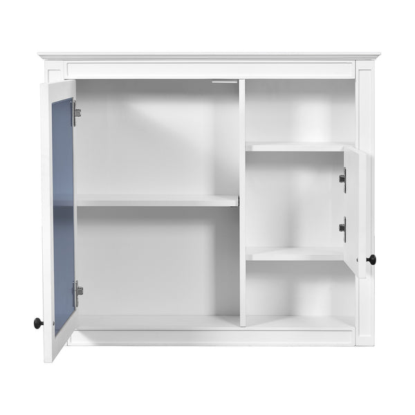 English Elm 32'' Modern Medicine Cabinet with Mirror, Wall-Mounted 3-Shelf Bathroom Storage, White MDF Finish N710P252505K