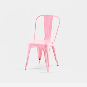 English Elm Set Of 2 High-Gloss Pink Industrial Metal Dining Chairs - Stackable, Lightweight, Easy-Clean Design B347P383383-GIGA