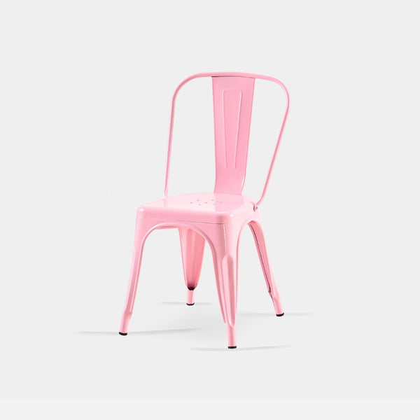 English Elm Set Of 4 Stylish High-Gloss Pink Metal Dining Chairs - Stackable, Lightweight, Easy-Clean, Durable Design B347P383379-GIGA