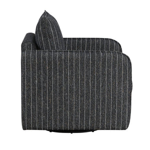 English Elm Contemporary Swivel Accent Chair Striped Plush Upholstery for Modern Living Rooms B011P458632
