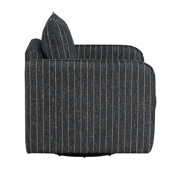 English Elm Contemporary Swivel Accent Chair Striped Plush Upholstery for Modern Living Rooms B011P458632