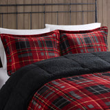 Woolrich Alton Lodge/Cabin Plush to Sherpa Down Alternative Comforter Set WR10-3103 Red Plaid