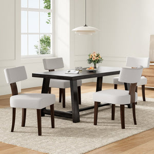 English Elm Upholstered Armless Dining Chairs Set of 2 Solid Hardwood Frame Curved Back Kitchen Beige,Walnut T3623P433674