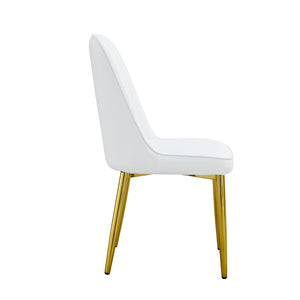 English Elm Table and Chair Set Marble Glass Top Gold Legs Pu Leather Seats Modern Dining Black,White+Gold W1151S04651