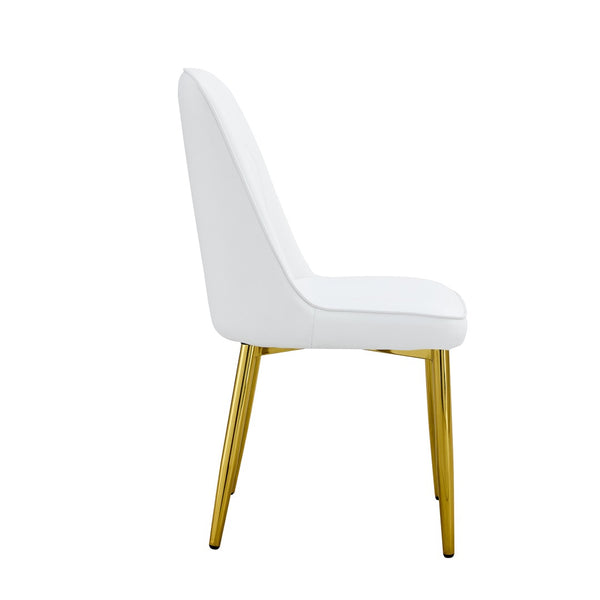 English Elm Table and Chair Set Marble Glass Top Gold Legs Pu Leather Seats Modern Dining Black,White+Gold W1151S04651