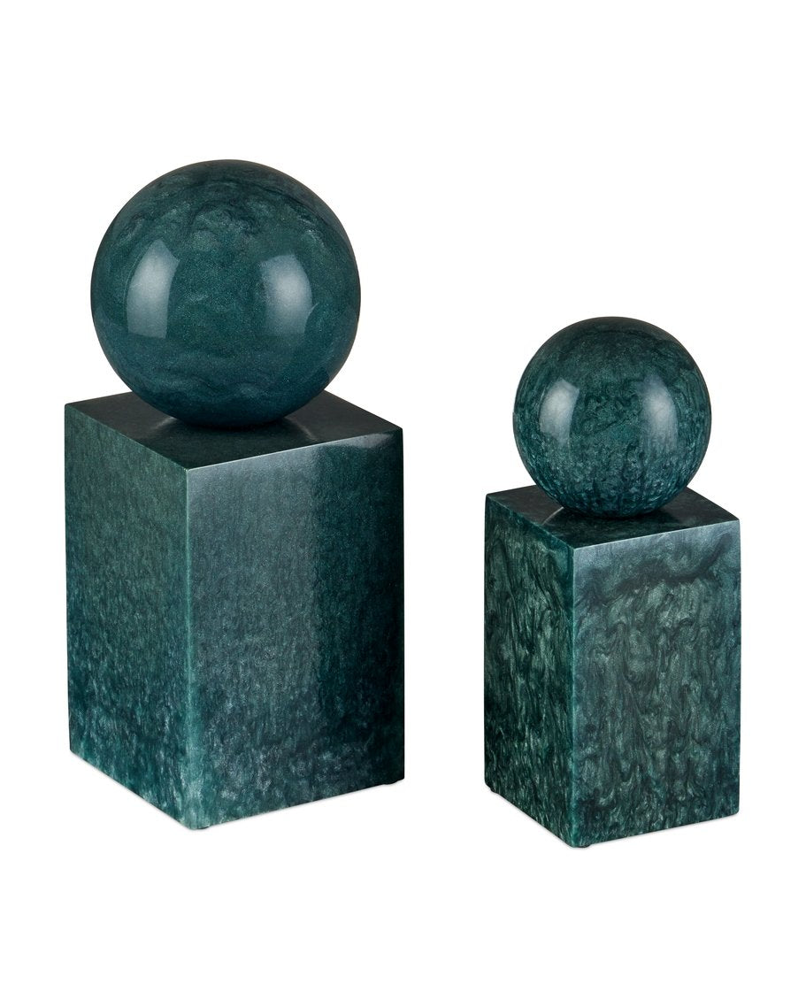 Currey & Company Nova Teal Object Set Of 2 - Stunning Modern Sculptures With Captivating Organic Patterns For Decor Blue Composite 1200-1026-currey-company