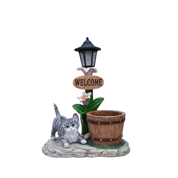 English Elm Labrador Solar Garden Statue with Led Glow and Built-in Succulent Planter Basin W5398P464241