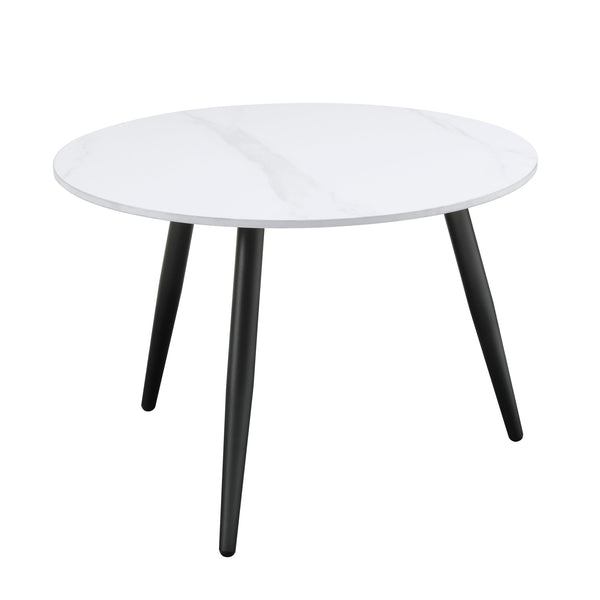 English Elm Modern Nesting Cocktail Tables 3-Piece Occasional Set with Sintered Stone Tops and Metal Legs, Compact Stylish Design Black,White 35 L x 35 W x 5.5 H B011P232143