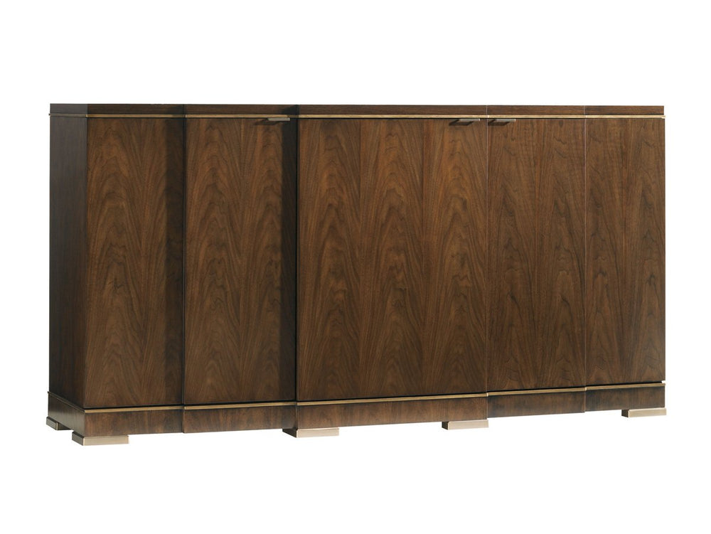 Lexington Highland Park Walnut Veneer Buffet with Rose Gold Hardware and Felt Lined Drawers 706-852