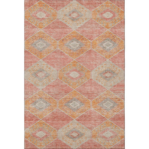 HomeRoots 10' Coral Orange & Beige Geometric Area Rug - Washable, UV Protected, Non-Slip for High Traffic Spaces 706001