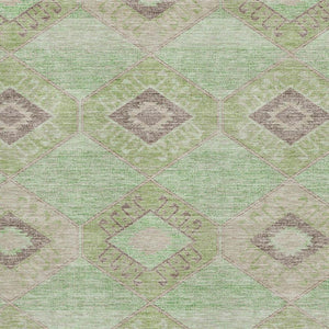 HomeRoots 8' X 10' Modern Green and Beige Geometric Area Rug – Washable, UV-Protected, Stain-Resistant Design 706005