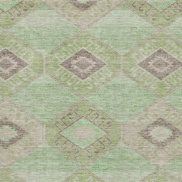 HomeRoots 8' X 10' Modern Green and Beige Geometric Area Rug – Washable, UV-Protected, Stain-Resistant Design 706005