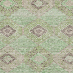 HomeRoots 10' X 14' Stylish Green and Beige Geometric Area Rug - Washable, UV Protected, Pet-Friendly Design 706007