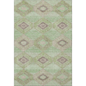 HomeRoots 10' X 14' Stylish Green and Beige Geometric Area Rug - Washable, UV Protected, Pet-Friendly Design 706007