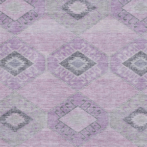HomeRoots 5' X 8' Geometric Lavender & Gray Area Rug – Washable, UV-Protected & Stylish for Any Space! 706009