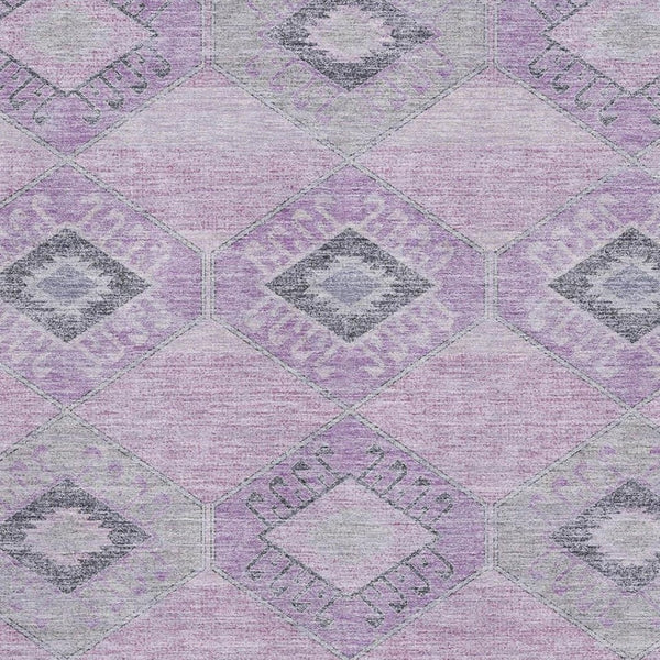 HomeRoots 5' X 8' Geometric Lavender & Gray Area Rug – Washable, UV-Protected & Stylish for Any Space! 706009