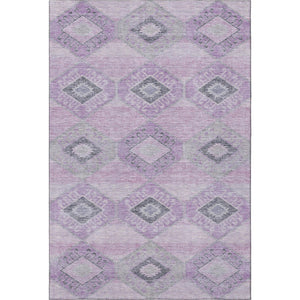 HomeRoots 5' X 8' Geometric Lavender & Gray Area Rug – Washable, UV-Protected & Stylish for Any Space! 706009