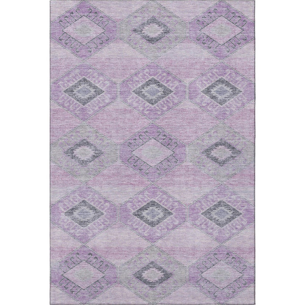 HomeRoots 5' X 8' Geometric Lavender & Gray Area Rug – Washable, UV-Protected & Stylish for Any Space! 706009