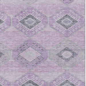HomeRoots 8' X 10' Stylish Lavender and Gray Geometric Washable Area Rug with UV Protection for Home Décor 706011