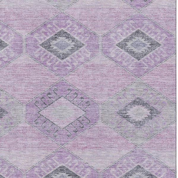HomeRoots 8' X 10' Stylish Lavender and Gray Geometric Washable Area Rug with UV Protection for Home Décor 706011