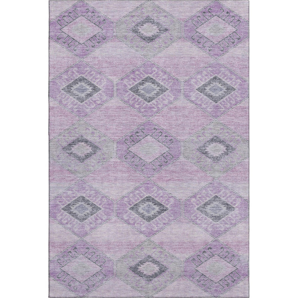 HomeRoots 10' X 14' Stylish Lavender & Gray Geometric Washable Area Rug with UV Protection & Stain Resistance 706013