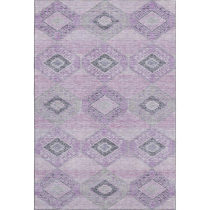 HomeRoots 10' X 14' Stylish Lavender & Gray Geometric Washable Area Rug with UV Protection & Stain Resistance 706013