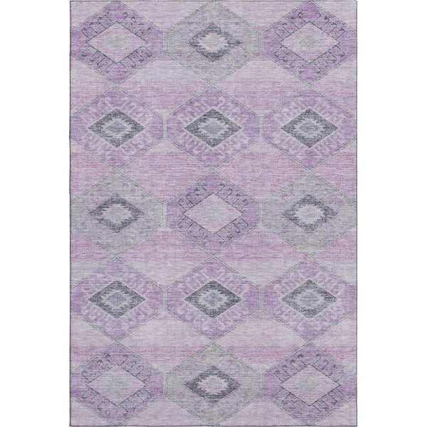 HomeRoots 10' X 14' Stylish Lavender & Gray Geometric Washable Area Rug with UV Protection & Stain Resistance 706013