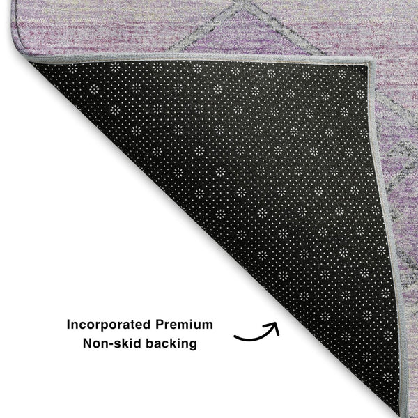 HomeRoots 10' X 14' Stylish Lavender & Gray Geometric Washable Area Rug with UV Protection & Stain Resistance 706013